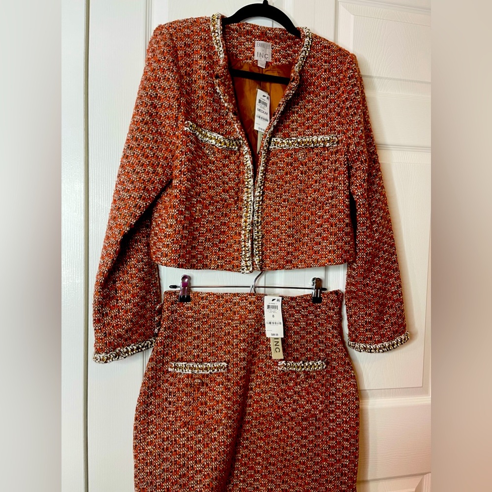 Jeannie Mai x INC brand new designer jacket with matching skirt set.